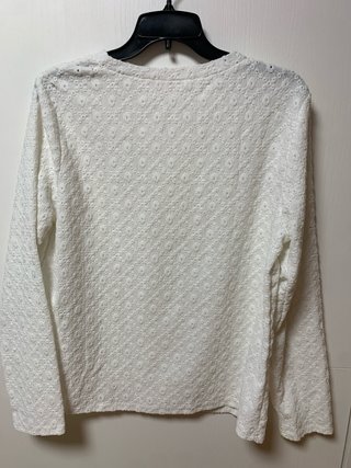 Blusa blanca manga larga texturizada