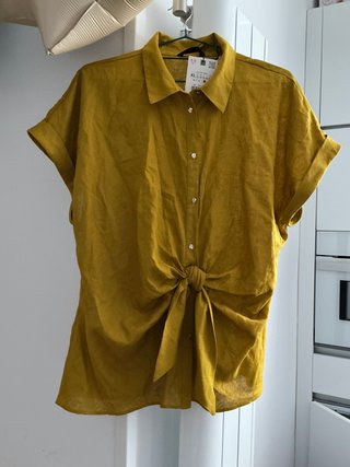 Blusa Zara Lino Amarilla XL