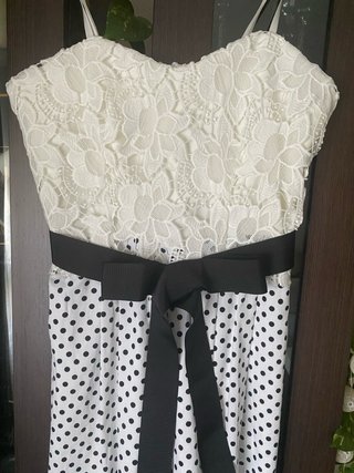 Vestido fiesta blanco y negro