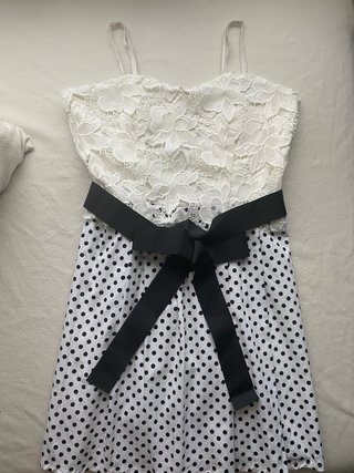 Vestido fiesta blanco y negro