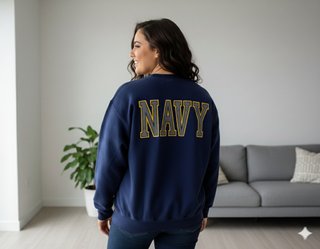 Felpa U.S. Navy Blu con Stemma Oro