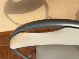Silla plegable metal y tela gris/blanca