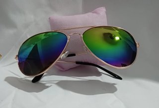 Nuevo.Lote Gafas aviador doradas lentes multicolor