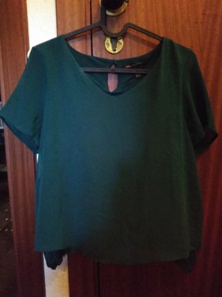 Blusa manga corta verde Mango