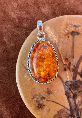 Pendente Argento e Ambra Naturale