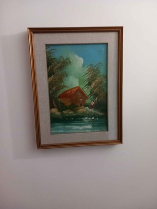 Quadro dipinto a mano con paesaggio