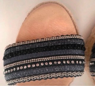 Sandalias Cuña Piel Pedrería Étnica