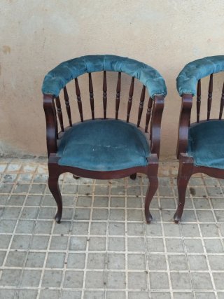 2 Sillas Butaca Estilo Isabelino Madera