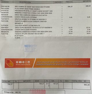 PC Gaming i5 RTX 2060 16GB SSD + HDD