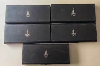 5 Estuches Plata Juegos Olímpicos Moscú 1980 URSS