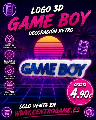 Logo 3D Game Boy Decoración Retro