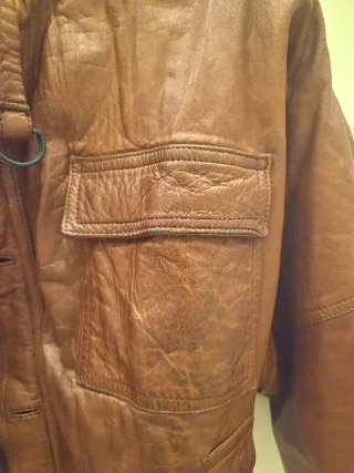 Chaqueta Cuero Vintage Marrón
