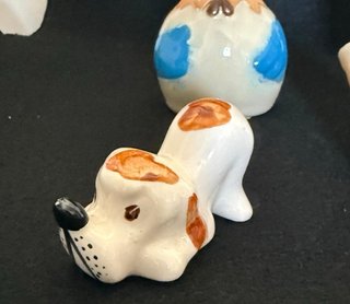 Set 4 statuine ceramica vintage cani gallina