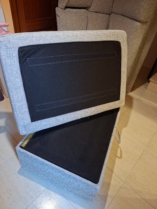 Sofá 3+2 plazas gris tela REGALO puff arcon  juego