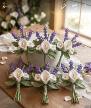 Ramo de Novia y Prendidos Crochet Flores