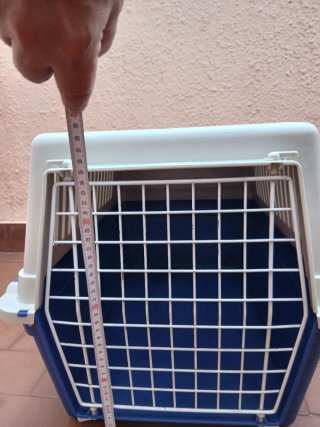 Transportín para mascotas beige y azul