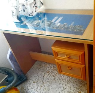 Escritorio cristal y madera
