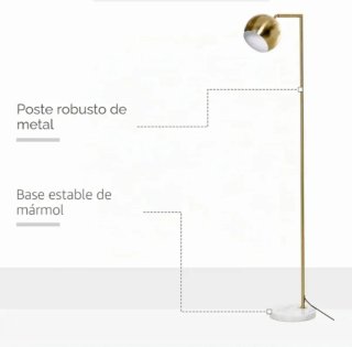 Lámpara de Pie Moderna HOMCOM Mármol Metal