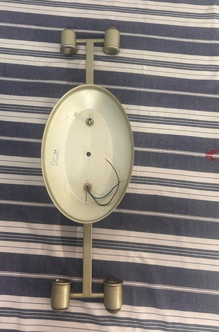 Lámpara de techo metálica dorada, 2 tubos de 60 cm