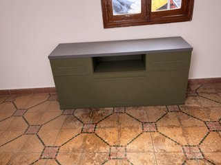 Mueble TV moderno gris y verde