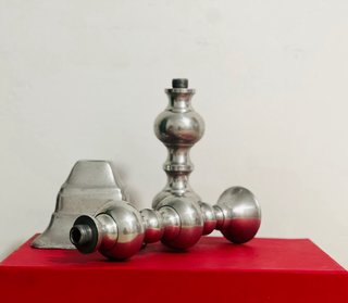 Candelabro de metal plateado estilo BALUSTER