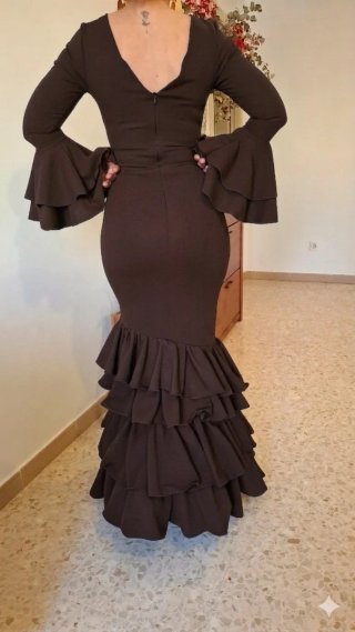 Traje Flamenca Volantes Marrón TODAS LAS TALLAS