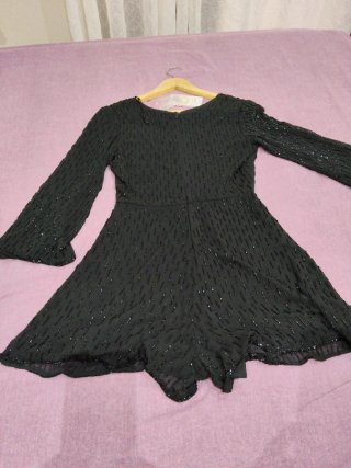 Minivestido pantalón negro pedrería