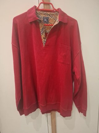 Sudadera Burberry Roja Cuello Polo