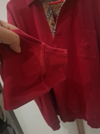 Sudadera Burberry Roja Cuello Polo
