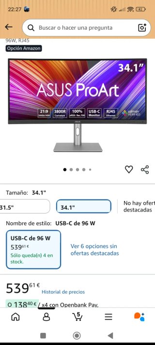 Monitor ASUS ProArt 34,1" Ultrawide Professionale