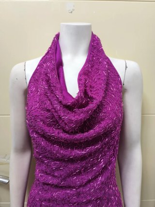 Vestido Morado Brillante Abalorios
