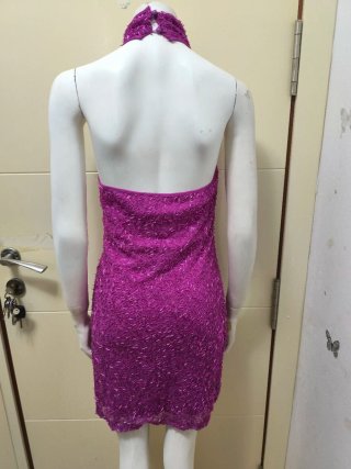 Vestido Morado Brillante Abalorios