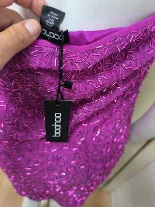 Vestido Morado Brillante Abalorios
