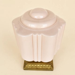 Candeeiro de mesa dourado e rosa