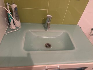 Mueble de baño cristal y madera