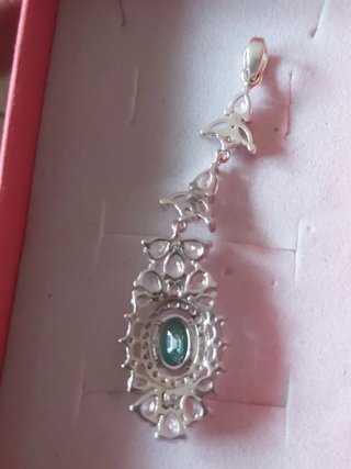 Colgante Vintage Esmeralda Plata