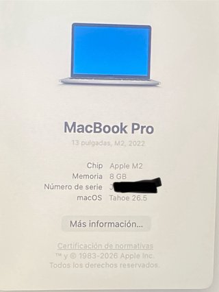 MacBook Pro 13 M2 512GB 8GB RAM 2022 * 94 ciclos *