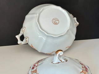 🇫🇷 Sopera Digoin Porcelana Blanca y Dorada