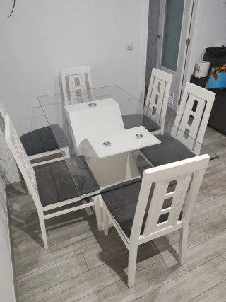 Mesa Comedor Cristal y Madera