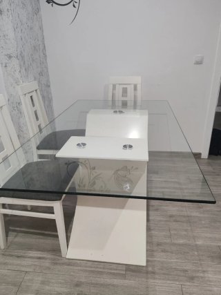 Mesa Comedor Cristal y Madera