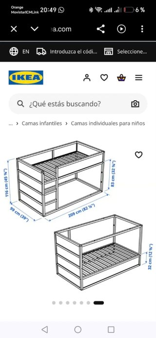 Cama infantil IKEA con tienda de campaña