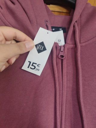 Sudadera Hombre con capucha y cremallera burdeos