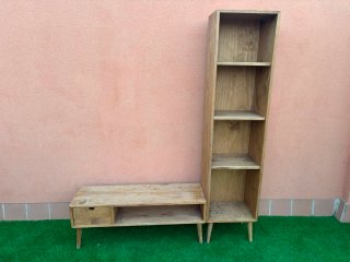 Mueble TV y Estantería Madera