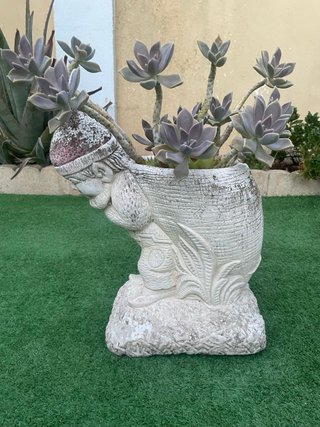 Maceta Gnomo Piedra con planta suculenta