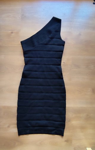 Vestido Negro Mango Asimétrico Talla S