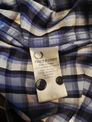 Camisa Fred Perry Cuadros Azul, Negro y Blanco