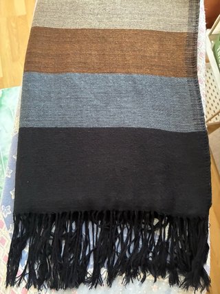 Bufanda Unisex Rayas Marrón Gris Negro, 110x160 cm