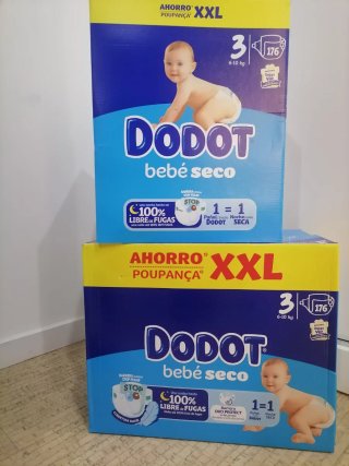 Fraldas Dodot Bebé Seco XXL - 176x2=352 unidades