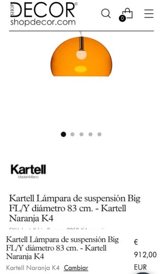 Lampara kartell arancione 52 cm