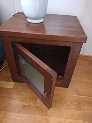 Mesa auxiliar madera y cristal 60cm